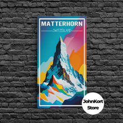 matterhorn wall art, switzerland poster, europe wall print, mountain, travel wall print, travel poster, travel wall art,