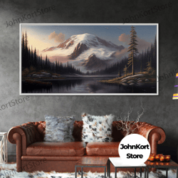 Mountain Canvas Print Wall Art, Mountain Landscape Painting, Mount Rainier, Washington Mountains, Travel Art, Watercolor
