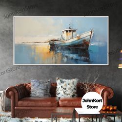 Nautical Decor, Beach Decor, Coastal Decor, Old Wooden Ship Photography Wall Art Framed Canvas Print, Wooden Boat, Nurse