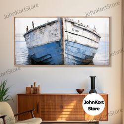Old Wooden Ship Nautical Decor, Beach Decor, Coastal Decor, Photography Wall Art Framed Canvas Print, Wooden Boat, Nurse