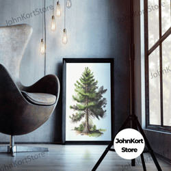 pine trees print, watercolor trees, watercolor print, mountain art, tree print, lake house decor, fine art poster print-