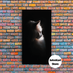 Portrait Of A Beautiful Cat Sitting In The Sun, Framed Canvas Print, Cat Art, Cat Photography, Cat Wall Art