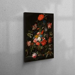 canvas wall art, large workplace decor, living room wall art, flower vase printed, red flowers wall art, vase wall decor