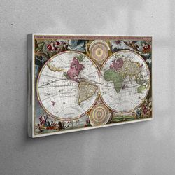 canvas wall art, wall art workplace decor, workplace decor, vintage world map wall decor, a new map of the world canvas