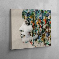 canvas wall art, wall art workplace decor, wall decor, girl canvas gift, woman artwork, modern art, woman portrait poste