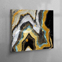 canvas wall art, wall decor, wall art workplace decor, modern canvas gift, black marble art workplace decor, gold marble