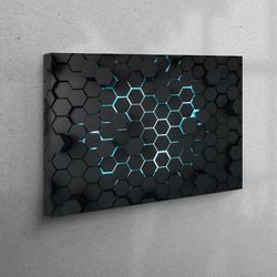custom wall decor, home decor wall art, large workplace decor, 3d effect black geometric shapes wal art, geometric shape