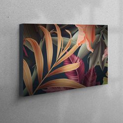 flower wall art, jungle leaves poster, colorful leaves wall art, trendy art workplace decor, personalized gift, framed w