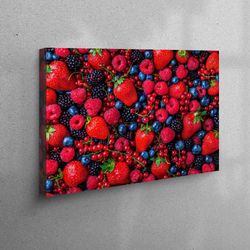 forest fruits workplace decor, fruit poster, strawberry art, modern 3d workplace decor, kitchen workplace decor, gift fo