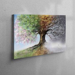 four seasons tree wall decor, tree wall decor, autumn tree canvas art, home decoration, landscape workplace decor, livin