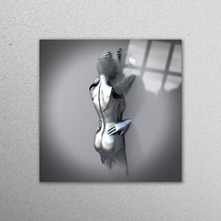 glass printing, glass wall art, glass wall decor, 3d effect couple, bedroom glass decor, 3d glass wall art,