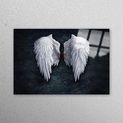glass printing, glass wall art, mural art, banksy white wings glass wall, painting workplace decor, banksy angel workpla
