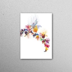 glass printing, glass wall art, wall decor, flower glass decor, abstract glass wall art, botanical workplace decor, mode