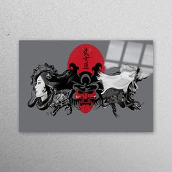 glass printing, glass wall decor, glass art, japan tattoo canvas print, couple glass art, woman and man workplace decor,