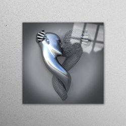 glass printing, workplace decor, glass art, 3d kissing couple, love wall art, sexy couple glass printing,