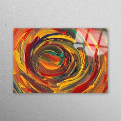 glass printing, workplace decor, glass wall decor, red and yellow painting, acrylc wall decor, oil painting print, color