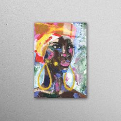 glass wall art, mural art, glass printing, african woman portrait, african woman wall decor, ethnic wall art,