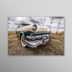 glass wall art, mural art, wall decor, old car workplace decor, classic car glass art, chevrolet coupe wall art,