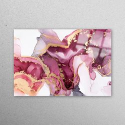 glass wall art, workplace decor, glass art, pink marble painting, contemporary wall art, abstract workplace decor, marbl