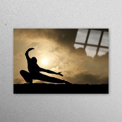 glass wall art, workplace decor, workplace decor, martial man glass printing, great martial wall decor, martial glass de