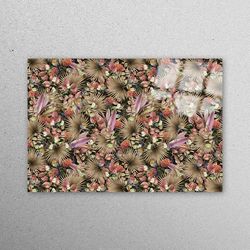 glass wall decor, glass wall art, wall art, botanical plants wall art, modern floral workplace decor, floral glass wall