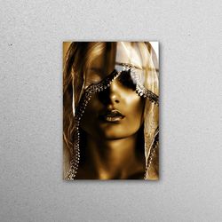 workplace decor, glass printing, workplace decor, modern glass decor, fashion wall art, woman glass wall, golden wall ar