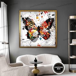 decorative wall art, butterfly canvas decors, banksy canvas decors, banksy canvas, street wall art, graffiti painting, b