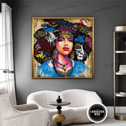 decorative wall art, ethnic canvas art, women wall art, canvas wall art, ethnic women wall art, african woman wall art,