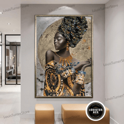 decorative wall art, ethnic canvas art, women wall art, canvas wall art, ethnic women wall art, african woman wall art,