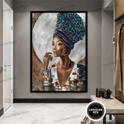decorative wall art, ethnic canvas art, women wall art, canvas wall art, ethnic women wall art, african woman wall art,