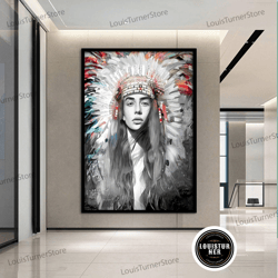decorative wall art, ethnic woman canvas art, ethnic canvas print, woman canvas painting, woman canvas print, framed rea