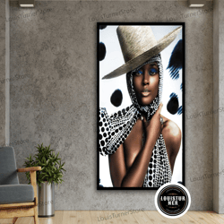 decorative wall art, ethnic woman canvas art, ethnic canvas print, woman canvas painting, woman canvas print, framed rea