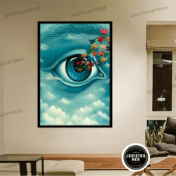 decorative wall art, eye painting, eye wall art, eye wall decor, eye canvas print, surreal wall art, bird painting, abst