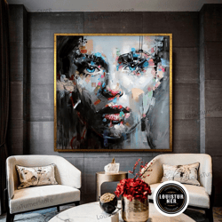 decorative wall art, face canvas art, woman portrait canvas wall art, portrait painting canvas, abstract face canvas art
