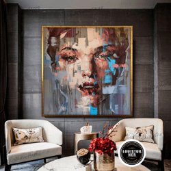 decorative wall art, face canvas art, woman portrait canvas wall art, portrait painting canvas, abstract face canvas art