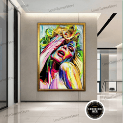 decorative wall art, female figure in yellow colors, blonde woman canvas, fashion canvas print, woman canvas art, fashio