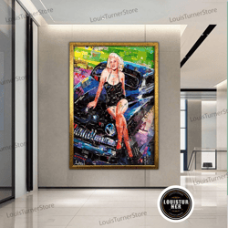 decorative wall art, female figure in yellow colors, blonde woman canvas, fashion canvas print, woman canvas art, fashio