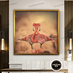 decorative wall art, flamingo canvas wall art, animal wall art, pink flamingo wall print, flamingos on water, flamingo w