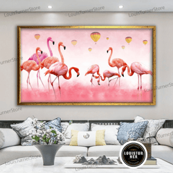 decorative wall art, flamingo canvas wall art, animal wall art, pink flamingo wall print, flamingos on water, flamingo w