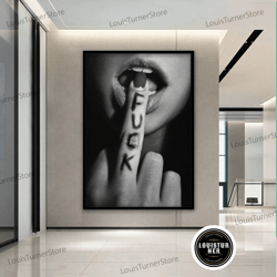 decorative wall art, fuck wall art, bedroom wall art, woman middle finger, erotic canvas, middle finger, sex decor,sex w