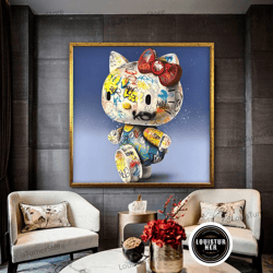 decorative wall art, hello kity canvas print, street art, graffiti canvas print, underground canvas art, hello kity canv