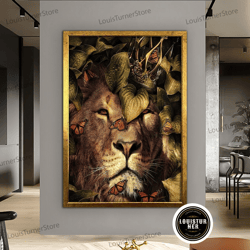 decorative wall art, large lion canvas wall art, large wall decor, abstract lion painting canvas watercolor living room