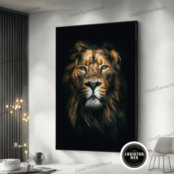 decorative wall art, lion canvas wall art, lion painting, lion framed canvas, lion art, colorful decor, large canvas art