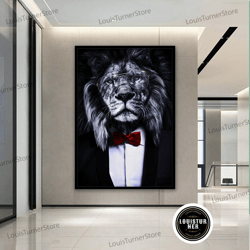 decorative wall art, lion man suit canvas, lion wall art, lion canvas, lion wall decor, animal wall art, animal canvas,