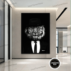 decorative wall art, lion wall art, lion canvas, black and white lion canvas wall art canvas design, framed canvas ready