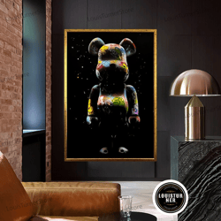 decorative wall art, living room wall art, large wall art, bear graffiti canvas gift, graffiti art canvas, framed canvas