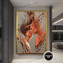 decorative wall art, love wall art, love canvas print, love canvas art, nude wall art, kiss art, decor, luxury framed wa