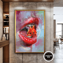 decorative wall art, sexy lips wall art, lip wall decor, fish canvas art, animal wall decor, fashion wall art, luxury fr
