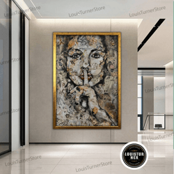 decorative wall art, silince canvas art, fashion canvas print, be quite girl canvas print, woman print, colorful canvas