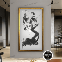 decorative wall art, skull print on canvas, modern wall art, canvas wall art, skeleton print, skull canvas art, graffiti